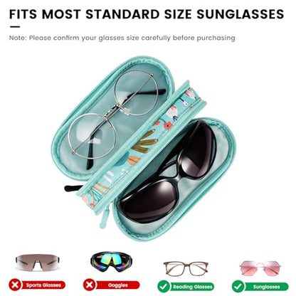 molshine Double Glasses Case，Independent dual-level design - color: Green Lotus