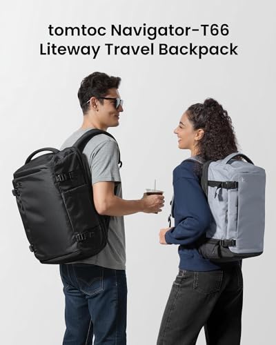 tomtoc Travel Backpack 28L,TSA Personal Item Bag Flight Approved,PFAS Free - color: Black-ripstop, size: 28L