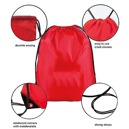 Drawstring Backpack Bulk 50 Packs Draw String Bags for Gym Sports Trip Pedestrianism Cinch Sack DIY for Women Men (red) - color: Red