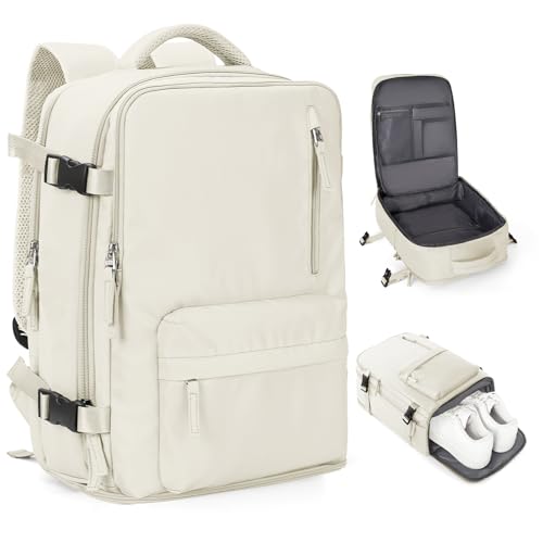 coowoz Carry On Backpack Women Men Travel Backpack Airline Approved Laptop Backpack Sport Rucksack - color: A-beige