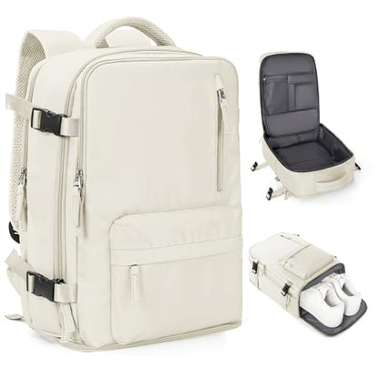 coowoz Carry On Backpack Women Men Travel Backpack Airline Approved Laptop Backpack Sport Rucksack - color: A-beige