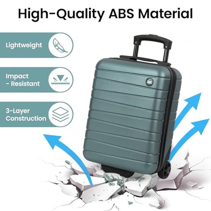 16" Carry-On Suitcase,2 Wheels,Hardshell Suitcase,NO LOCK - color: Green, size: Carry on - 16 Inch