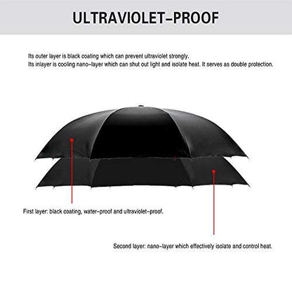 SIEPASA 49/56 Inch Inverted Reverse Upside Down Umbrella, Extra Large Double Canopy Vented Windproof Waterproof Stick Golf Umbrellas with C-shape Handle. - color: Black, size: 49 Inch
