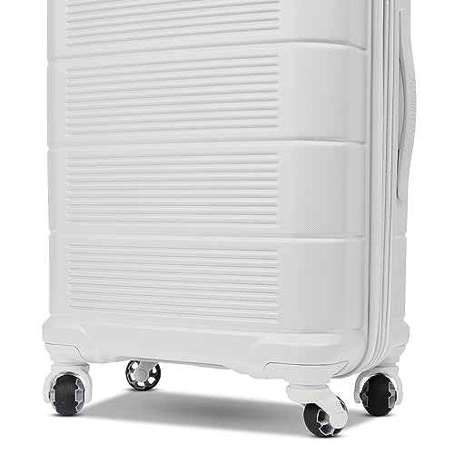 American Tourister Stratum 2.0 Expandable Hardside Luggage with Spinner Wheels, Checked-Medium, White - color: White, size: 24-Inch Checked-Medium