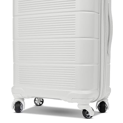 American Tourister Stratum 2.0 Expandable Hardside Luggage with Spinner Wheels, Checked-Medium, White - color: White, size: 24-Inch Checked-Medium