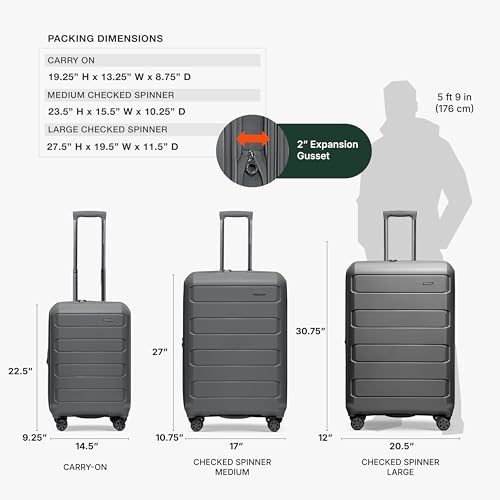 Traveler's Choice Pagosa Hardshell Expandable Luggage with Spinner Wheels, Gray, 2-Piece Set (22/27) - color: Gray, size: 2-Piece Set (22/27)