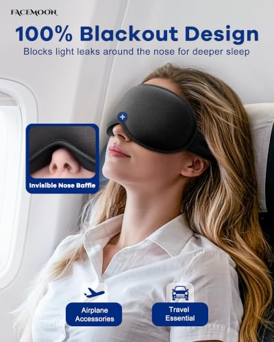 3D Cooling Gel Weighted Eye Mask for Sleeping, 100% Blackout Sleep Mask - color: Black