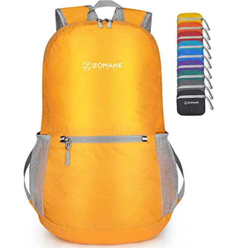 ZOMAKE Lightweight Packable Backpack, Foldable Small Travel Day Pack - color: Yellow