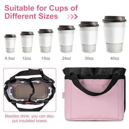 Luggage Cup Holder - Multifunctional Travel Caddy - Fits Suitcase Handles, Also, as a Stroller & Automotive Cup Holder - Pink - color: Pink