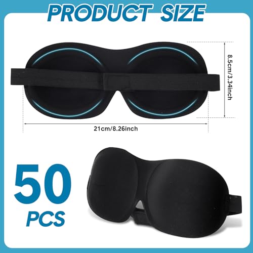 Chicingyou 50 Pack 3D Blackout Sleep Mask Side Sleeper Zero Eye Pressure | Contoured for Lash Extensions, Adjustable Strap, Complete Light Blocking, Soft Breathable Fabric, Travel Essential