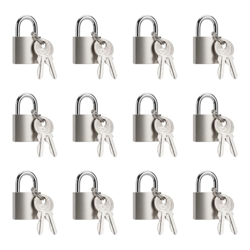12 Pcs Mini Suitcase Locks with Different Keys Small Keyed Padlocks（Silver） - color: Silver, size: 20MM-12PCS