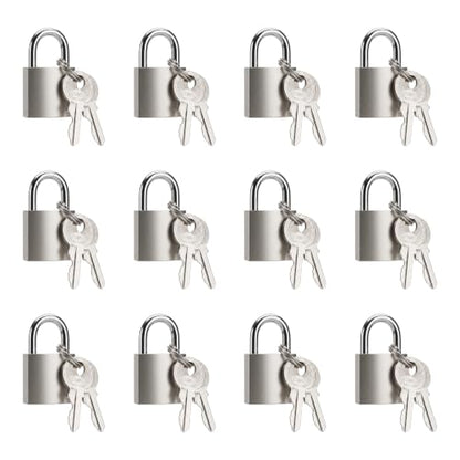 12 Pcs Mini Suitcase Locks with Different Keys Small Keyed Padlocks（Silver） - color: Silver, size: 20MM-12PCS