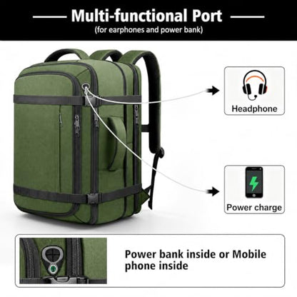 Travelability 1-7 DAYS Expandable Carry On Anti Theft Water Resistant - color: Green, size: 18.4inch - 23.2"x14.9"x9.4"(+3.5")
