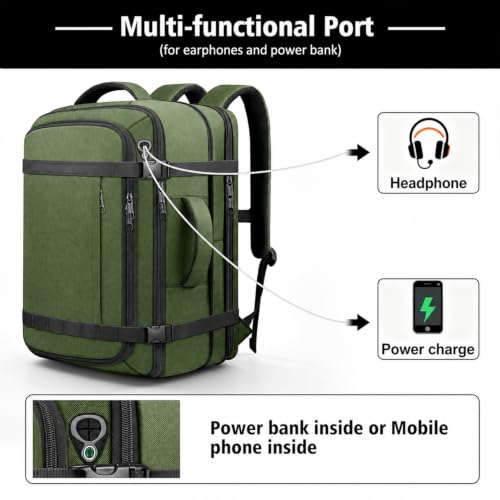 Travelability 1-7 DAYS Expandable Carry On Anti Theft Water Resistant - color: Green, size: 18.4inch - 23.2"x14.9"x9.4"(+3.5")