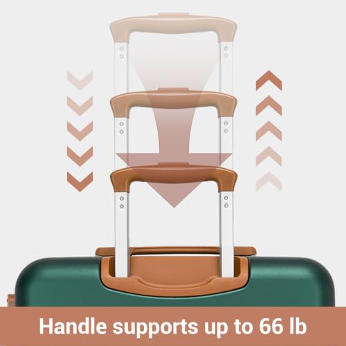 Kono Large Suitcase 28in Expandable ABS+PC 8pcs Silent Wheels Green | Long Trips Impact-Resistant Extra Large Space, Perfect For Bringing Small Gifts To Family Members - color: Green, size: Checked-Large 28-Inch