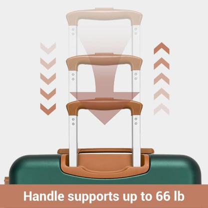 Kono Large Suitcase 28in Expandable ABS+PC 8pcs Silent Wheels Green | Long Trips Impact-Resistant Extra Large Space, Perfect For Bringing Small Gifts To Family Members - color: Green, size: Checked-Large 28-Inch
