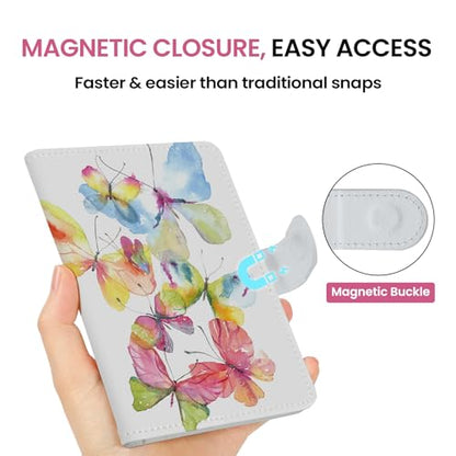 Passport Holder for Travel, RFID Blocking Wallet with Magnetic Closure - color: Z.C-Butterfly