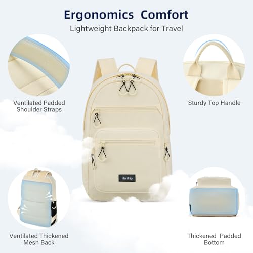 HanTrip 18 Inch Carry on Travel Backpack with Lots of Pockets, Offwhite - color: Offwhite, size: 18 Inch