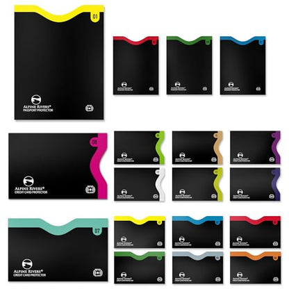 Alpine Rivers RFID Blocking Sleeves, Credit Card Protector, Passport Sleeve - color: Color Edge-Versatile
