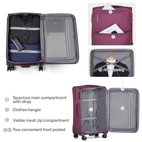 Hanke Carry On Luggage 22x14x9 Airline Approved with Garment Compartment - color: Purple, size: 20 Inch Carry on