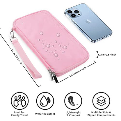WALNEW Passport Holder for Travel Family, RFID Blocking Passport Wallet - color: Pink