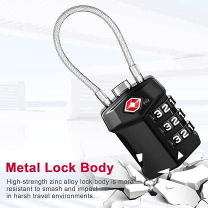 ZHEGE TSA Approved Locks for Luggage Resettable (Black, 2 Pack) - color: 2P, New Black