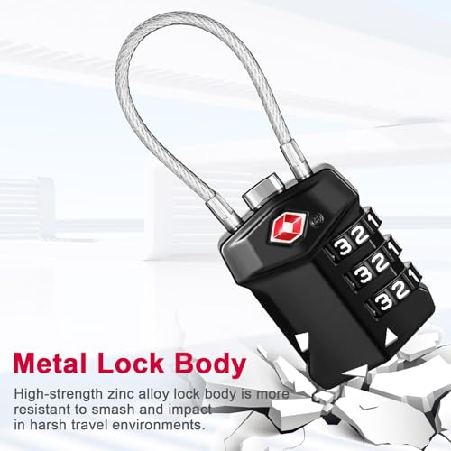 ZHEGE TSA Approved Locks for Luggage Resettable (Black, 2 Pack) - color: 2P, New Black