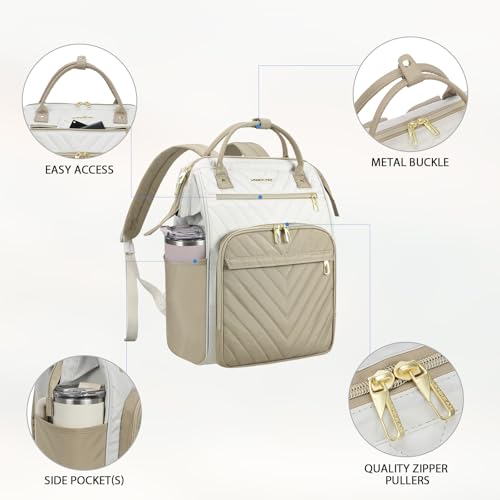 VANKEAN 15.6 Inch Laptop Backpack for Women Large Capacity - color: Beige-khaki, size: 15.6 Inch