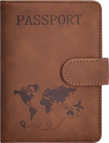 Passport Holder Cover Wallet Case RFID Blocking Card Slot Travel Essentials - color: Brown