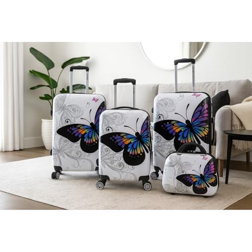 World Traveler Butterfly Luggage, 4-Piece Set - size: 4-Piece Set