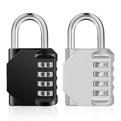 ZHEGE Combination Lock 2 Pack, 4 Digit Outdoor Combo Lock (Black & Sliver) - color: 2P, Black&Sliver, size: 2P