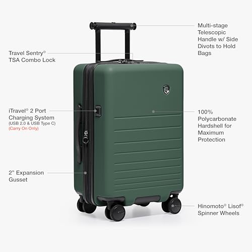 Traveler's Choice Markham Hardside Expandable Luggage with Double Spinner Wheels, Carry-On 22-Inch Suitcase, TSA Lock, Green - color: Green, size: 22-Inch Carry-on