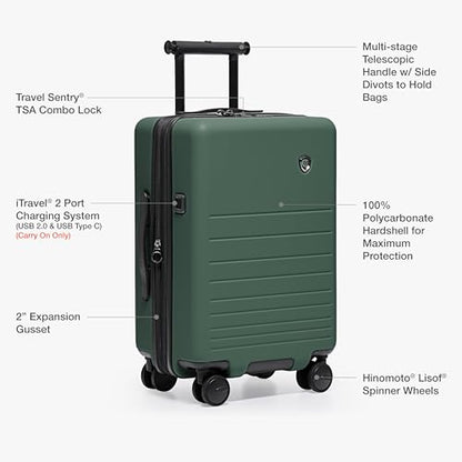 Traveler's Choice Markham Hardside Expandable Luggage with Double Spinner Wheels, Carry-On 22-Inch Suitcase, TSA Lock, Green - color: Green, size: 22-Inch Carry-on