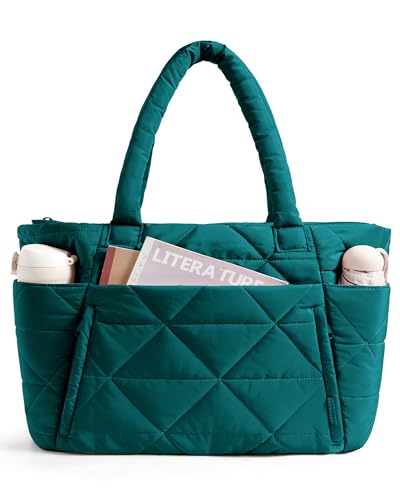 BAGSMART Tote Bag for Women, Puffer Tote Bag for Work Large Shoulder Bag - color: New Green
