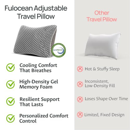 fulocean Small Cooling Memory Foam Pillows for Travel, Camping, Airplanes - size: M - 18 x 13 Inch