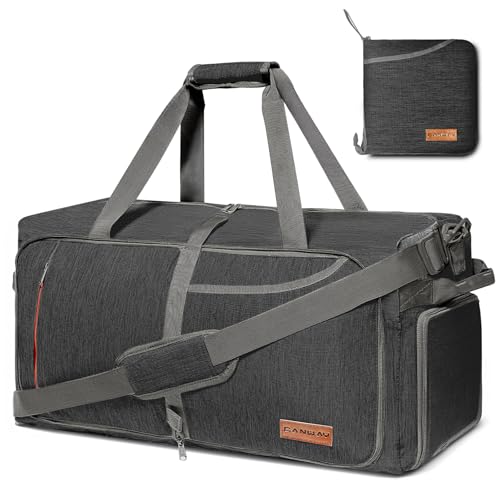 Canway 115L Travel Duffel Bag, Foldable Weekender Bag with Shoes Compartment for Men Women Water-proof & Tear Resistant (Panther Black, 115L) - color: Panther Black, size: 115L