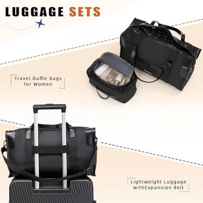 5 Piece Hardshell Luggage Set Spinner Wheels 20/24/28" Black - color: Black, size: 5 piece