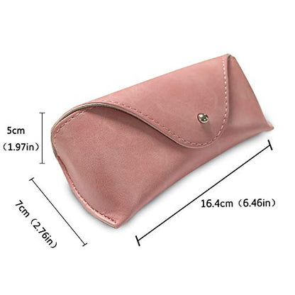 LogHog Portable Leather Glasses Case,Flexible Sunglasses Pouch Slim Case for Women Men Horizontal Eyeglass Case - color: Pink