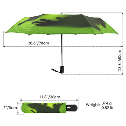 Automatic Auto Open Close Compact Printed Travel Umbrella for Rain Water-Resistant Mini Small Size Lightweight Folding Umbrella - color: Green Frog