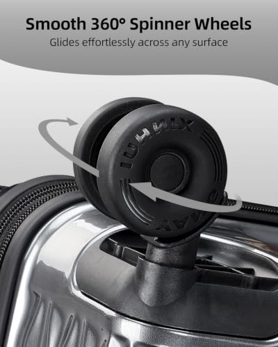 Checked Luggage, 24 Inch Expandable with Spinner Wheels, TSA Lock, Lightweight Travel Suitcase with Large Capacity - color: Black Ice, size: 24inch