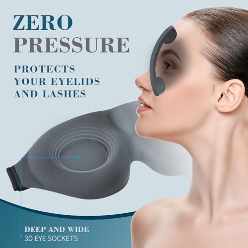 ZGGCD Sleep Mask for Side Sleeper, Light Blocking Eye Mask for Women Men | 3D Contoured Night Blindfold, Luxury Sleeping Eye Cover, Adjustable Strap, Eyeshade for Travel Nap, Flight Essentials, Grey - color: Grey
