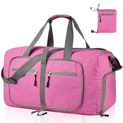 Dimayar 65L Foldable Duffle Bag, Travel & Weekender, Overnight, Gym - color: Rouge Pink, size: 65L