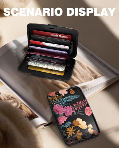 Maicican Credit Card Holder, Mini RFID Blocking Aluminum Wallet - color: Blooming Flowers