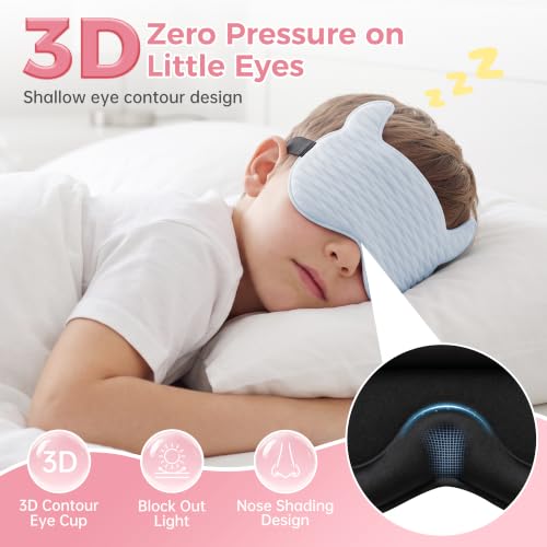 Kids Sleep Mask, Contoured 3D Sleep Mask for Kids, Girls Boys Ages 5-15 - color: Blue