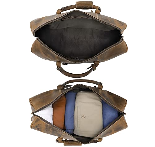 Handmade Leather Travel Duffel Bag - Airplane Underseat Carry On Bags by Rustic Town - color: Brown