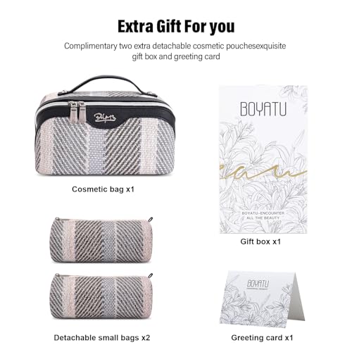 BOYATU Makeup Bag, Makeup Organizer, Toiletry Travel Bag for Women - Black - color: C-4-Black