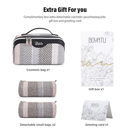 BOYATU Makeup Bag, Makeup Organizer, Toiletry Travel Bag for Women - Black - color: C-4-Black