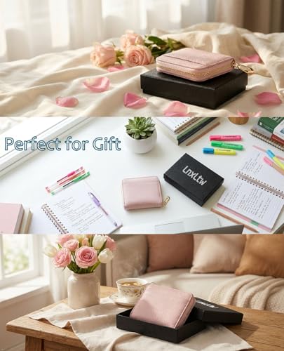 RFID Blocking Small Wallet for Women, Cute and Zip Around - color: Blush Pink