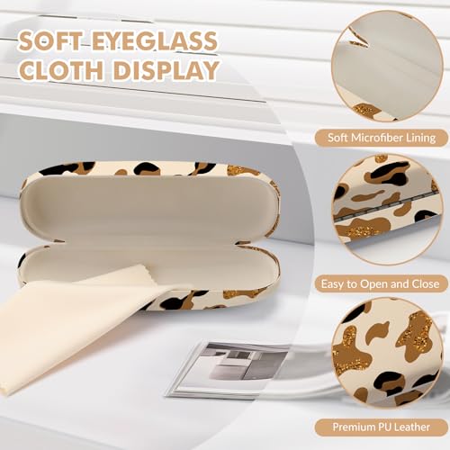 Glasses Case Hard Shell,Portable Protective Eyeglasses Case, Eyeglass Holder Box with Cleaning Cloth, for men women - color: Leopard Print 2