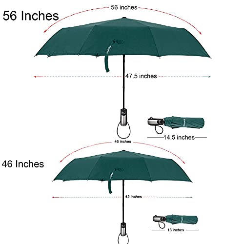 TradMall Travel Umbrella Windproof 56 Inches Canopy, Dark Green - color: Dark Green, size: 56 Inches